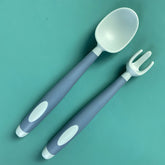 Baby Spoon and fork Set for Baby Feeding (Mist Blue)